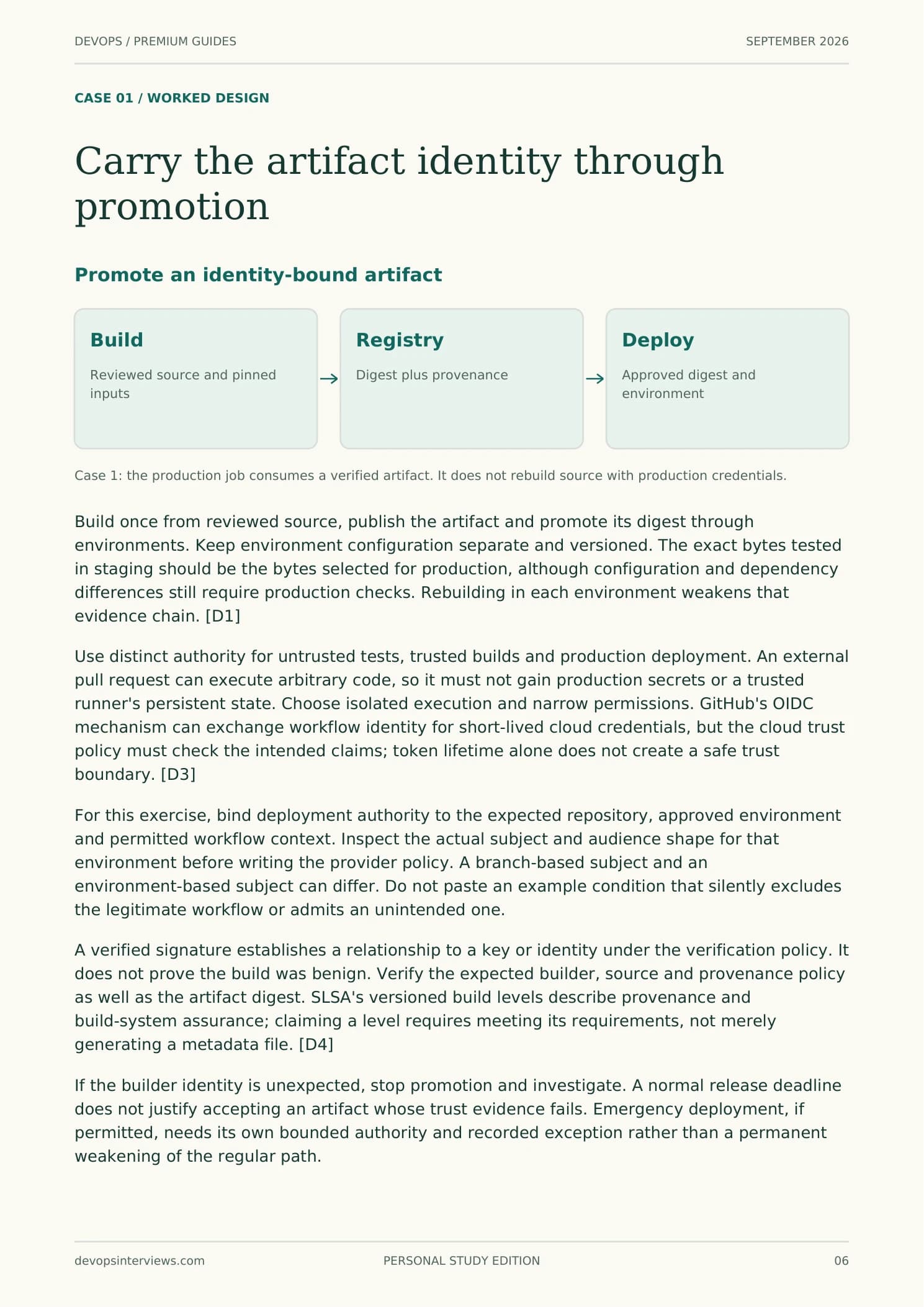 Page 6 from Production Delivery Design: Carry the artifact identity through promotion