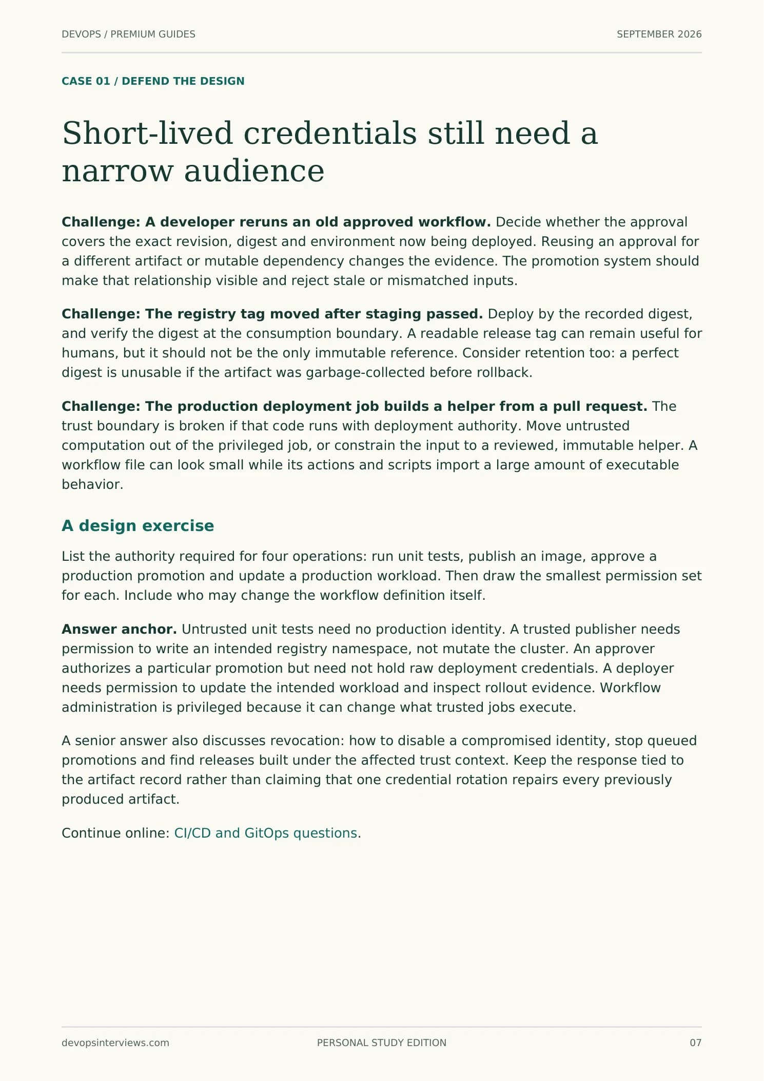 Page 7 from Production Delivery Design: Short-lived credentials still need a narrow audience